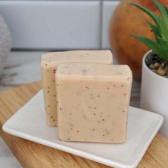 Hand Crafted Other - (2) Lemon & Poppy Seed Bar Soaps, Light Lemon & Coconut Scent